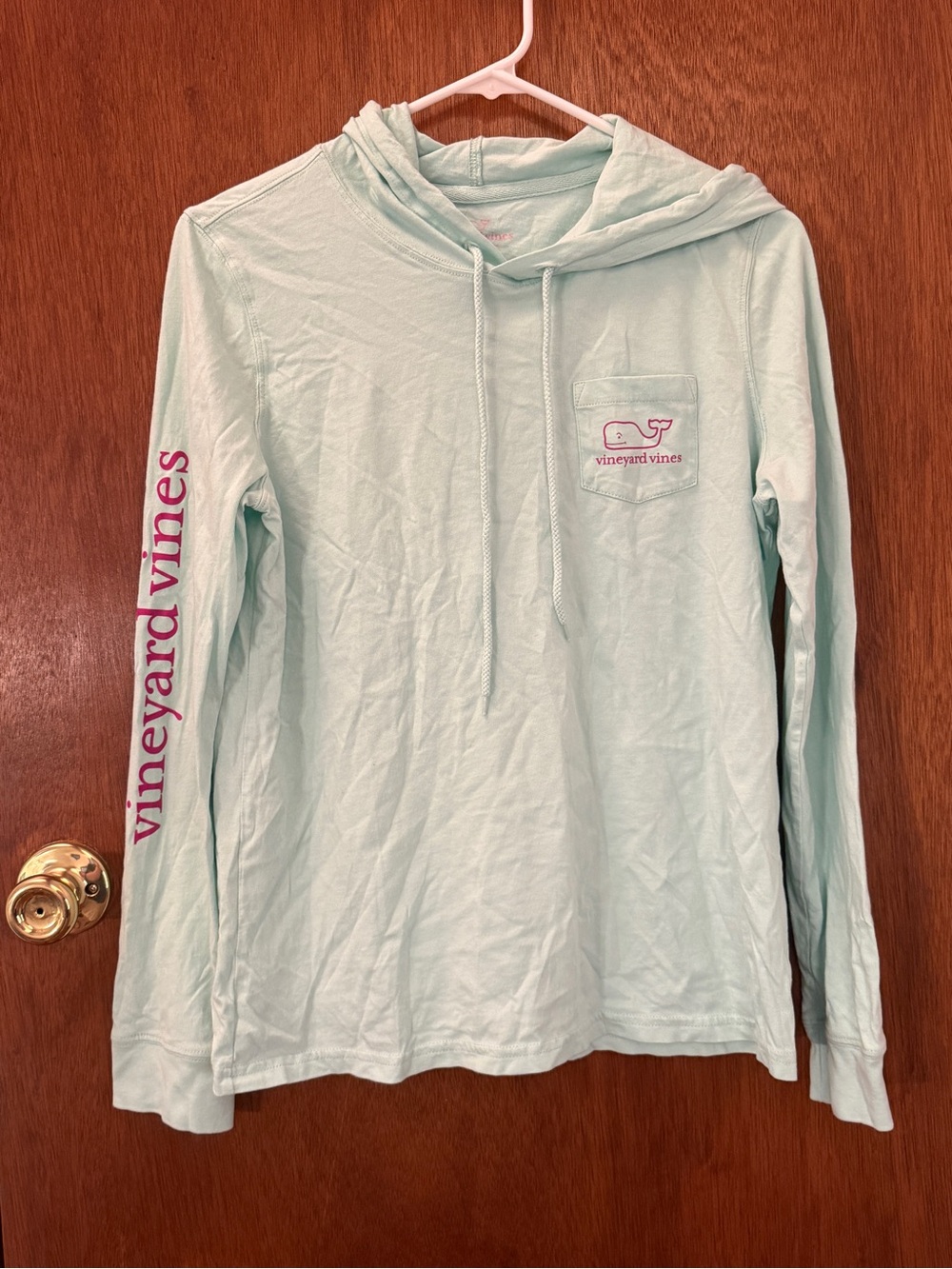 Vineyard Vines Mint Green Pullover with Pink Logo